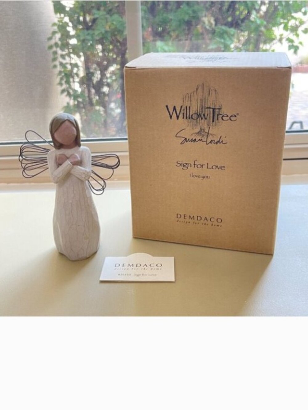 Willow Tree Sign for Love Wire Angel Wings Demdaco Susan Lordi 2003 I Love You